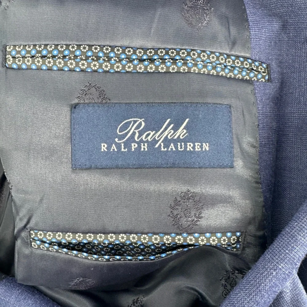 Ralph Lauren Mens 50L Blue Wool Blend Natural Stretch Two Button Blazer Jacket